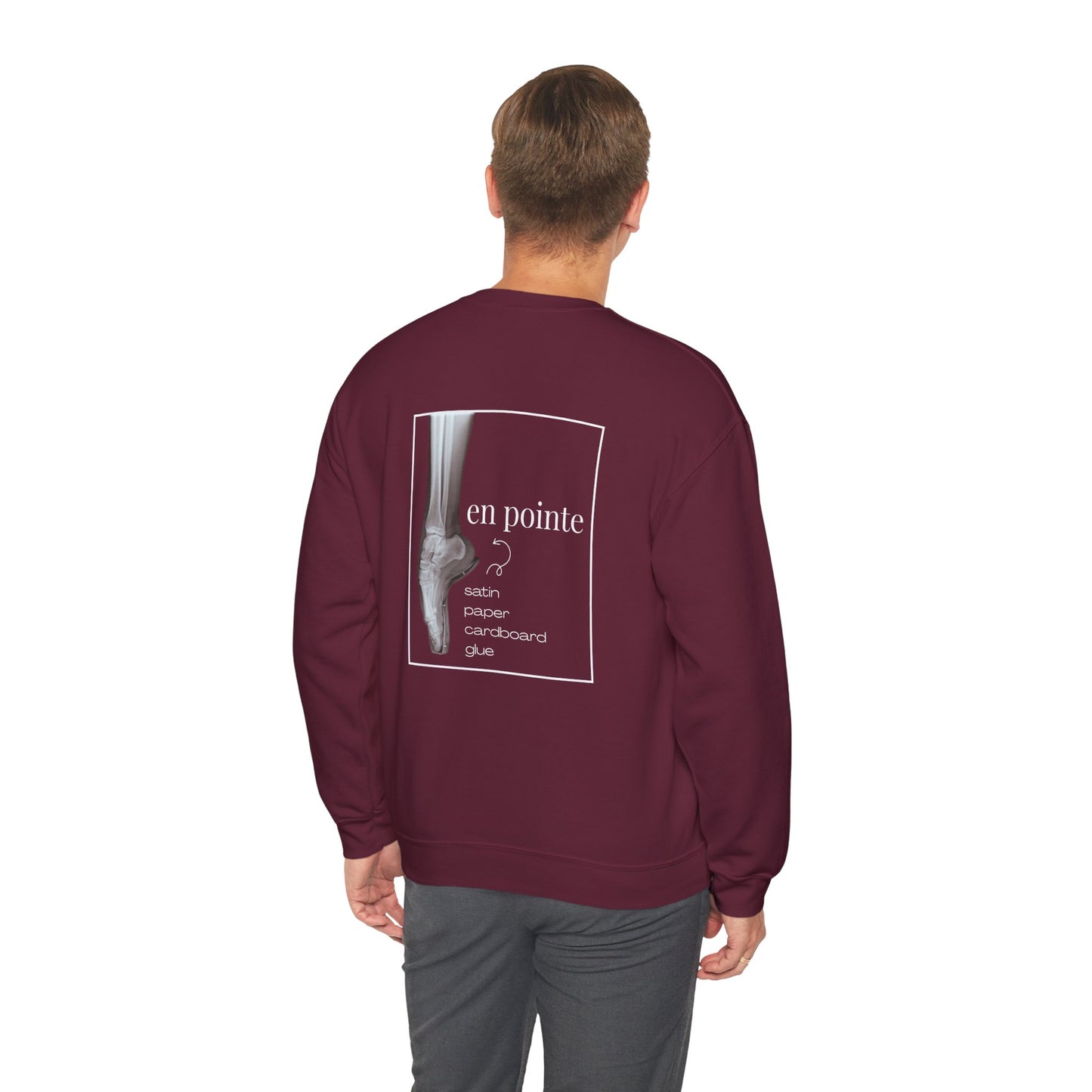 “I Dance en Pointe” - Optional Personalized Sleeve - Ballet Unisex Heavy Blend™ Crewneck Sweatshirt with Front and Back Print