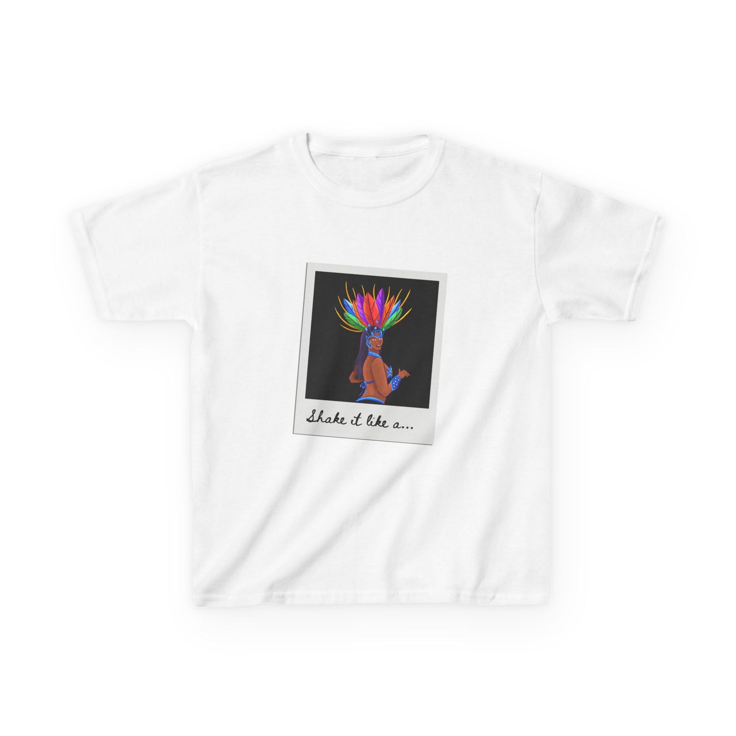 "Shake It Like a..." Youth Short Sleeve Tee – Carnival-Inspired Samba Dancer Graphic Dance Shirt for Kids