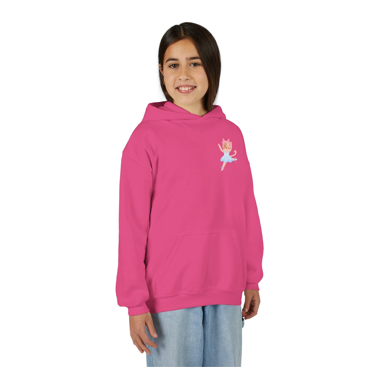 “Every Meow & Then I Dance” Adorable Dancing Cat Graphic | Cute Cat Dance Hoodie for Kids & Young Ballet Enthusiasts - Unisex Youth Hoodie