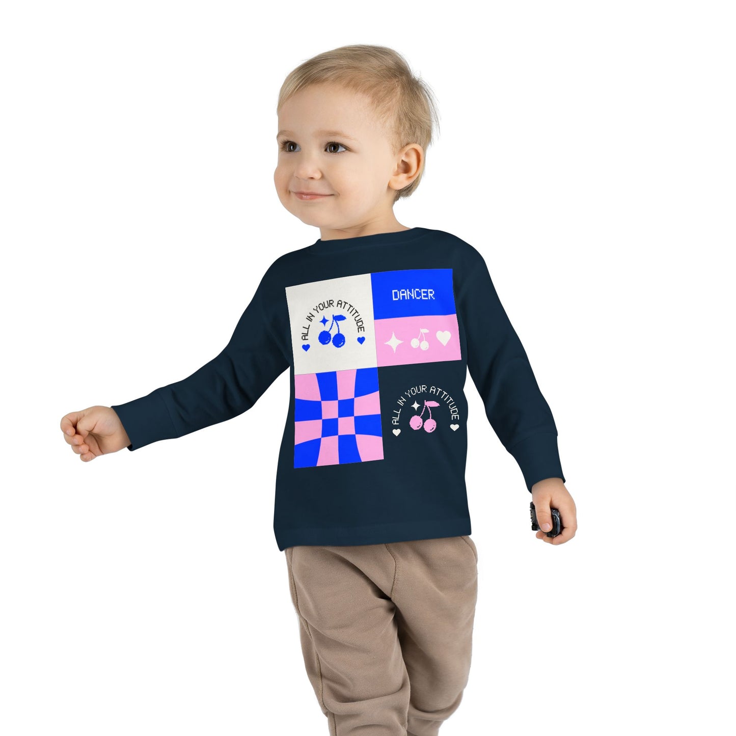 "Dancer – All in Your Attitude" Toddler Dance T-Shirt – Retro Graphic Long Sleeve Tee for Kids