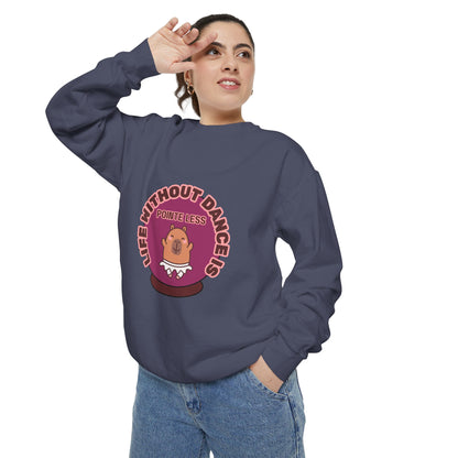 "Life Without Dance Is Pointeless" Unisex Lightweight Crewneck Sweatshirt – Bold Retro Ballet Pun Graphic Pullover for Dancers & Dance Lovers
