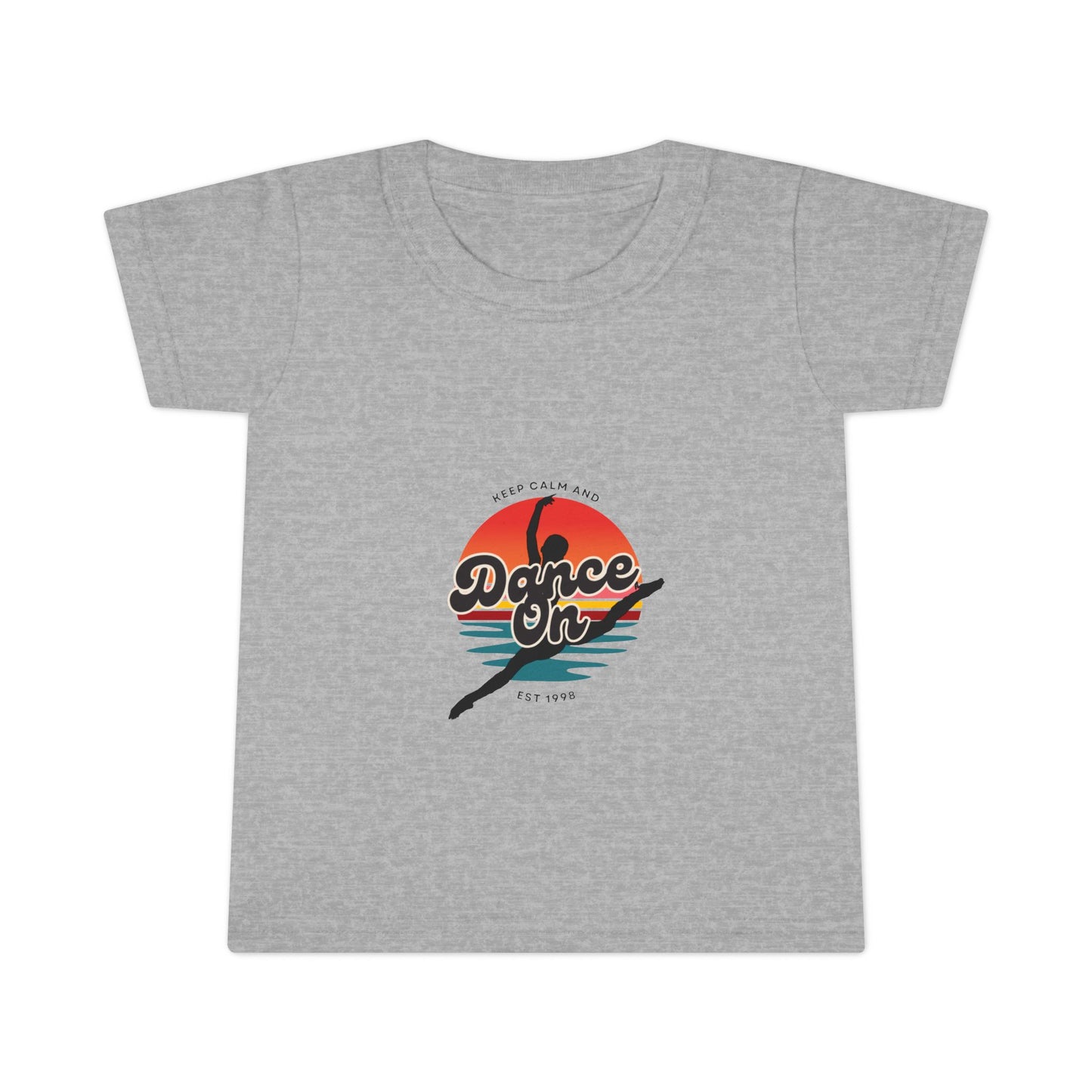"Keep Calm and Dance On" Toddler Dance T-Shirt – Retro Graphic Short Sleeve Tee for Kids