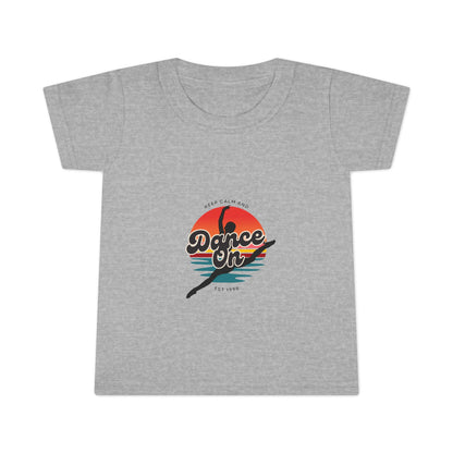 "Keep Calm and Dance On" Toddler Dance T-Shirt – Retro Graphic Short Sleeve Tee for Kids