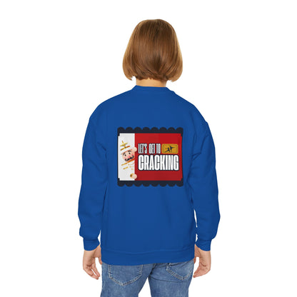 “Let’s Get to Cracking” Back Print YOUTH Sweatshirt + Nutcracker 2025 Front – Youth Crewneck | Ballet Holiday Dance Sweatshirt
