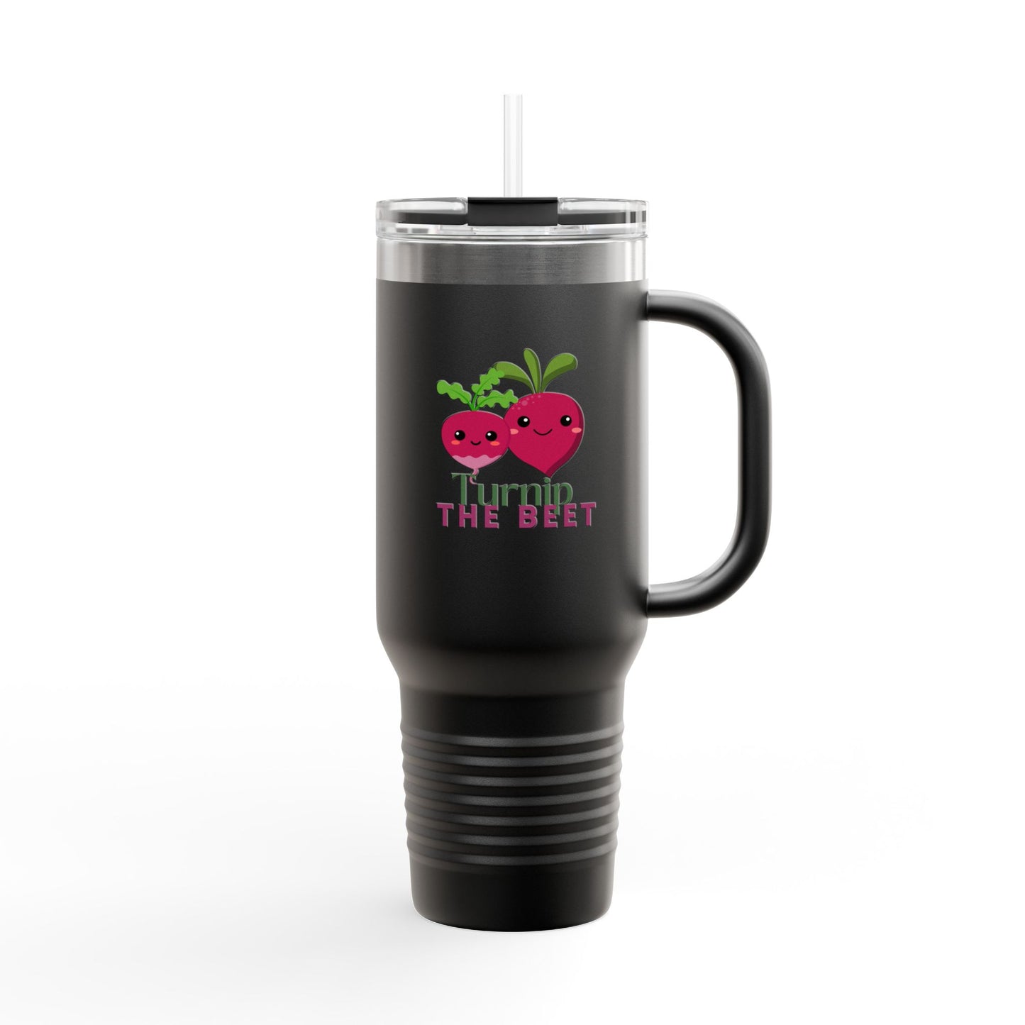 "Turnip the Beet" 40oz Insulated Travel Mug – Cute Veggie Dance Pun Tumbler for Music & Dance Lovers | Jete Shop 🥬🎶✨
