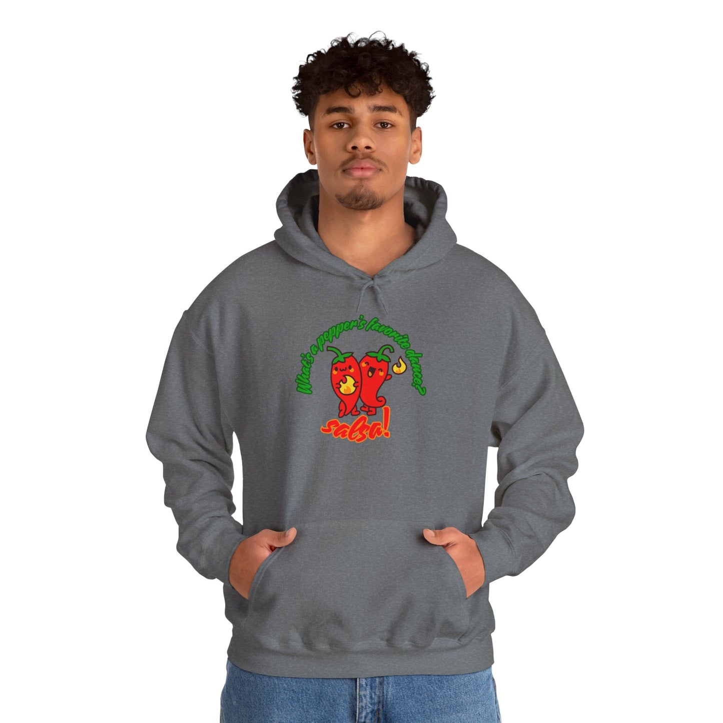 "What’s a Pepper’s Favorite Dance? Salsa!" Unisex Hooded Sweatshirt – Funny Dance Pun Hoodie with Cute Pepper Graphic for Dancers & Foodies