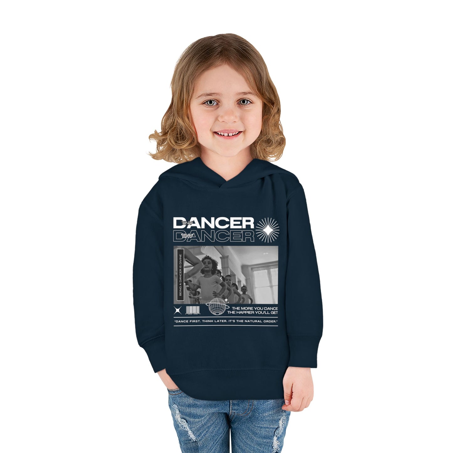 “Tiny Dancer” Toddler Pullover Hoodie – Streetwear-Inspired Ballet Class Graphic Sweatshirt for Kids