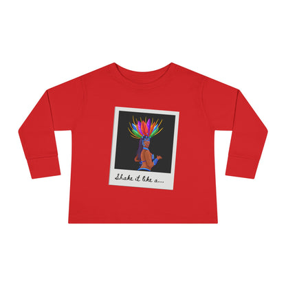 "Shake It Like a…” Toddler Long Sleeve Tee – Samba Dancer Graphic Shirt for Kids