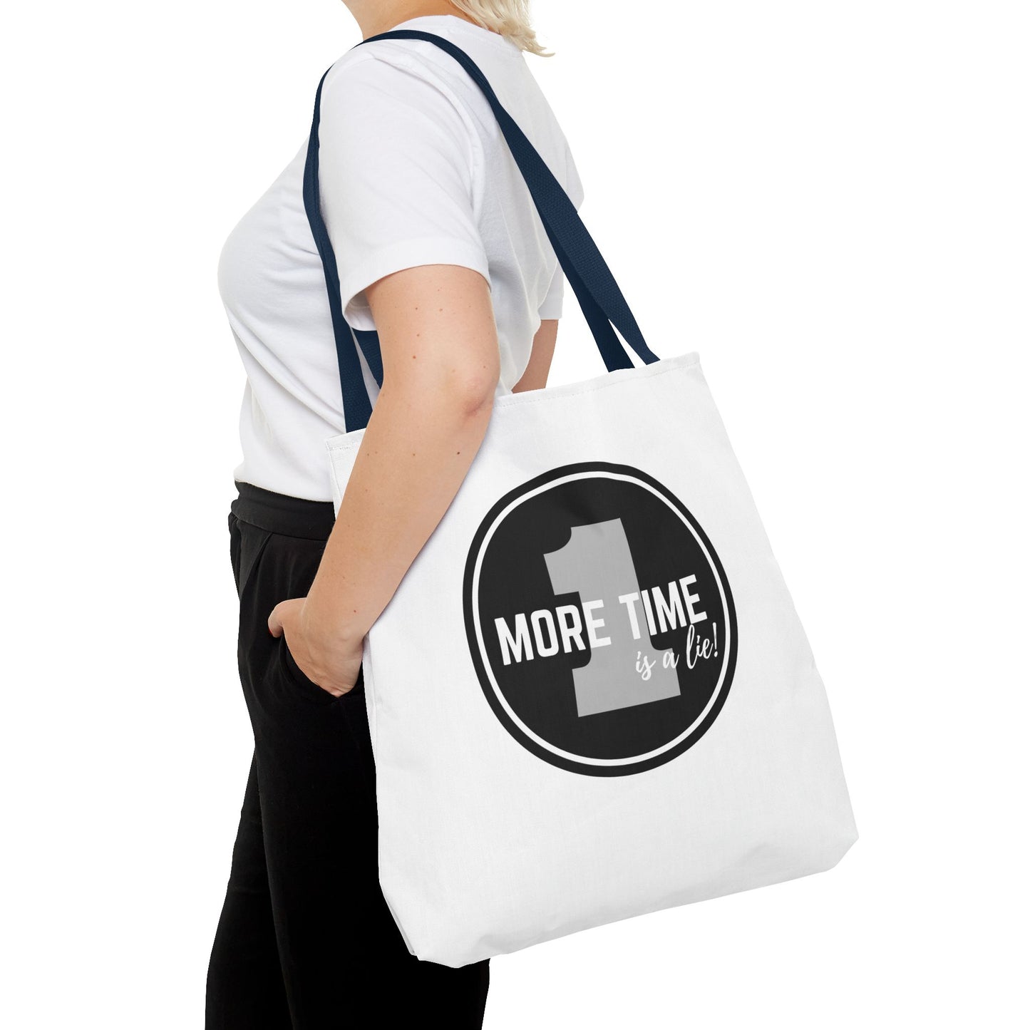 "One More Time is a Lie" Dance Tote Bag – Bold Emblem Graphic Canvas Bag for Dancers, Rehearsals & Everyday Use