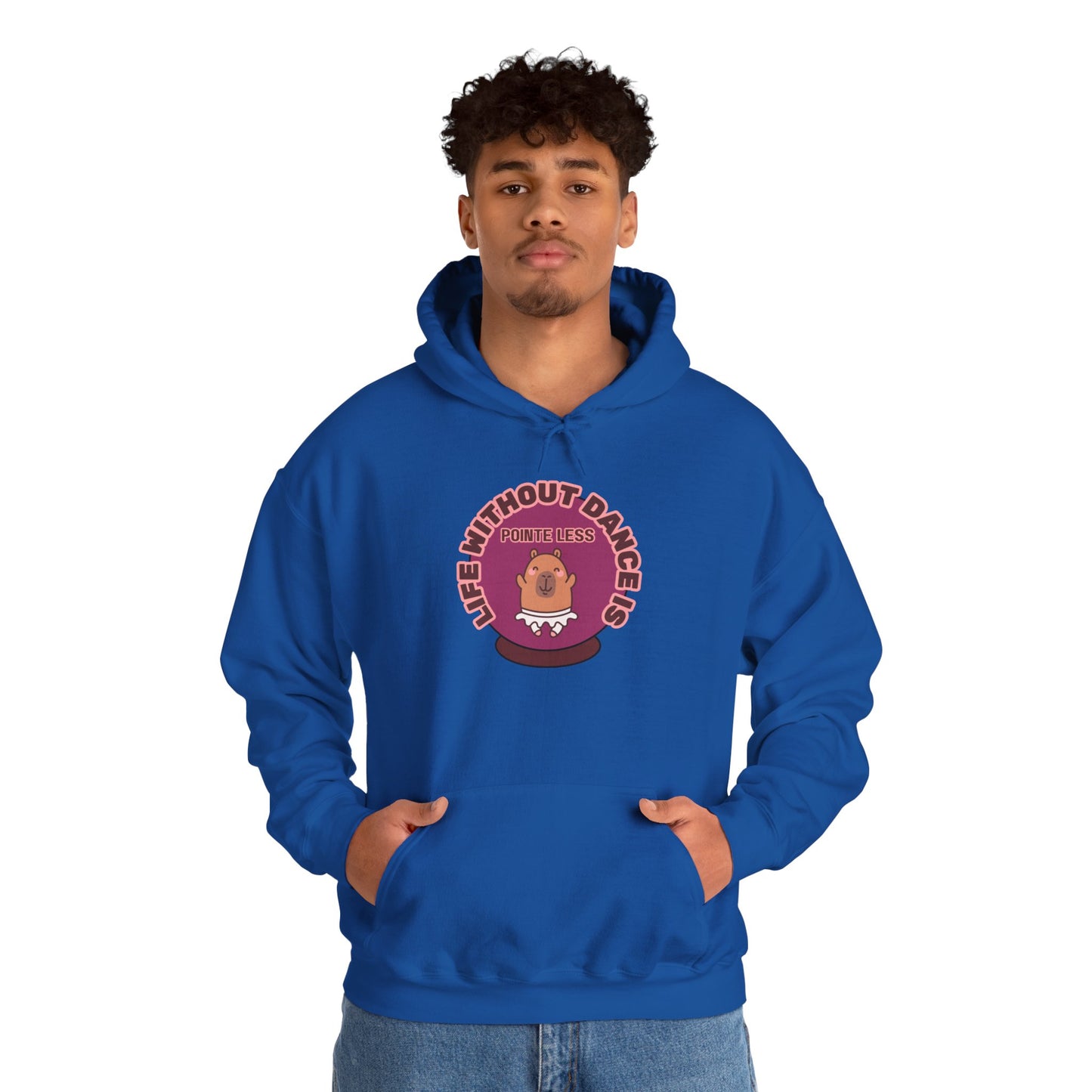 “Life Without Dance is Pointeless" Unisex Heavy Blend Hooded Sweatshirt – Cute Capybara Graphic Hoodie for Adults and Teens