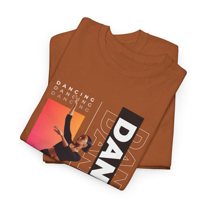 “Dancing” Streetwear-Inspired Female Dancer Unisex Heavy Cotton Tee – Urban Dance Graphic T-Shirt for Performers and Dance Lovers