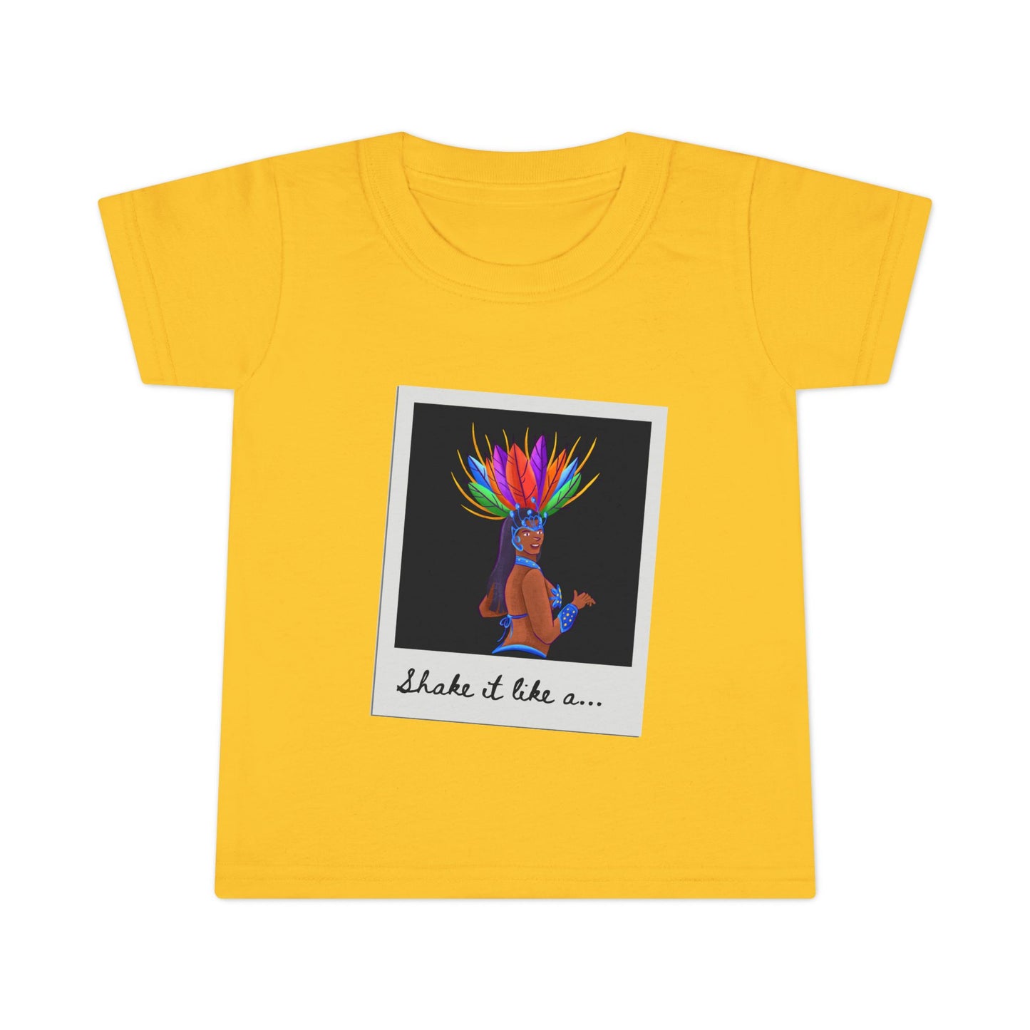 "Shake It Like a..." Toddler Dance T-Shirt – Carnival-Inspired Samba Dancer Graphic Short Sleeve Tee for Kids