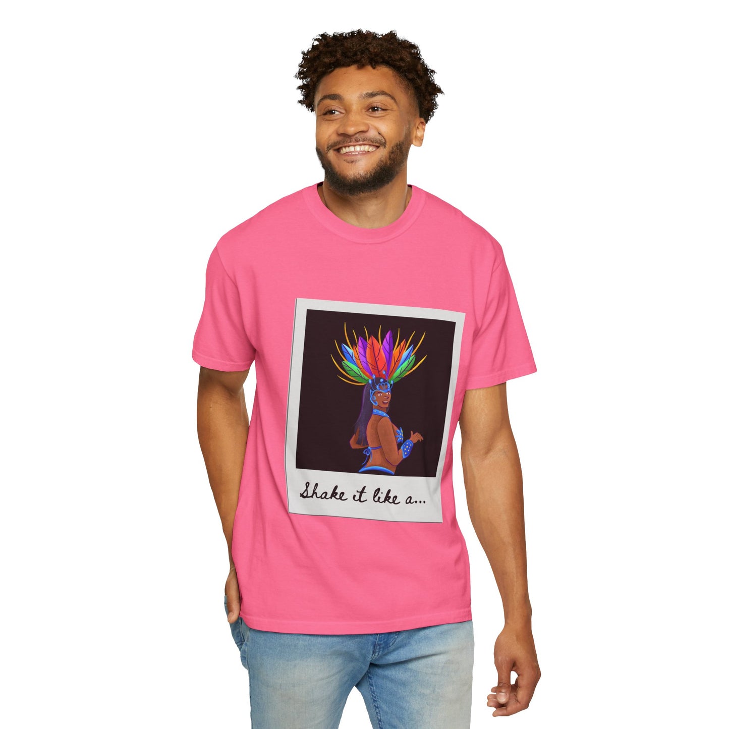 "Shake It Like a Samba Star" Unisex Garment-Dyed Dance T-Shirt – Bold Carnival-Inspired Graphic Tee for Dancers