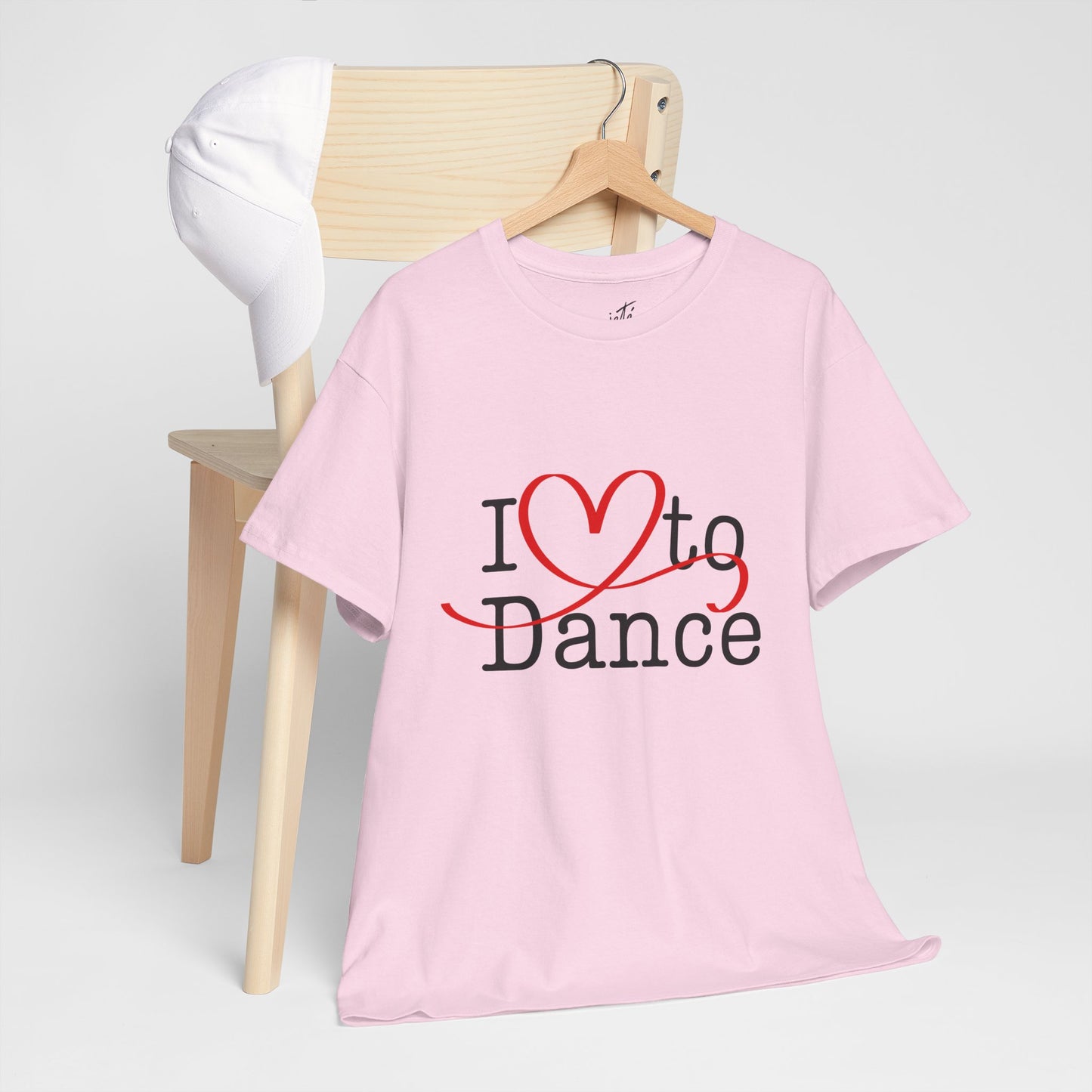 "I Love to Dance" Unisex Heavy Cotton Tee – Hand-Drawn Heart Graphic Dance Lover T-Shirt