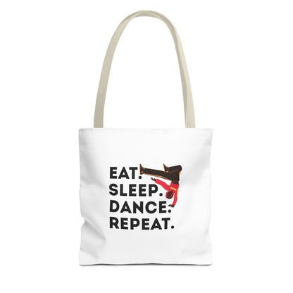 "Eat Sleep Dance Repeat" B-Boy Canvas Tote Bag – Hip-Hop Dancer Graphic Dance Tote for Everyday Use
