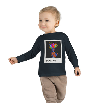 "Shake It Like a…” Toddler Long Sleeve Tee – Samba Dancer Graphic Shirt for Kids
