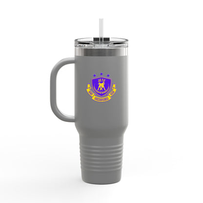 "Jeté Dance Gear Estd 2025" | 40oz Insulated Travel Mug with Collegiate-Inspired Graphic – Durable Stainless Steel Tumbler for Dancers & Dance Lovers