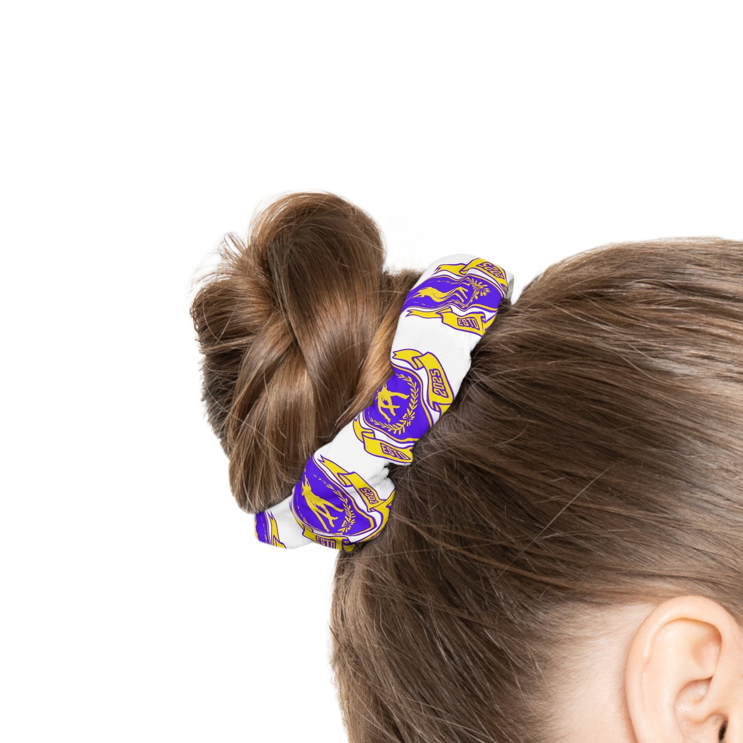“Jeté Dance Gear” Scrunchie – Collegiate-Inspired Dance Team Hair Accessory for Dancers