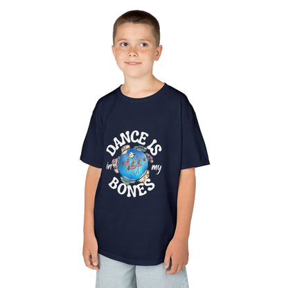 "Dance Is in My Bones” Halloween Dance T-Shirt with Dancing Skeletons Graphic - Kids Heavy Cotton™ Tee