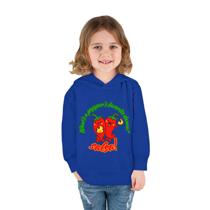 "What's a Pepper's Favorite Dance? Salsa!" Toddler Fleece Dance Hoodie – Funny Colorful Pullover for Kids