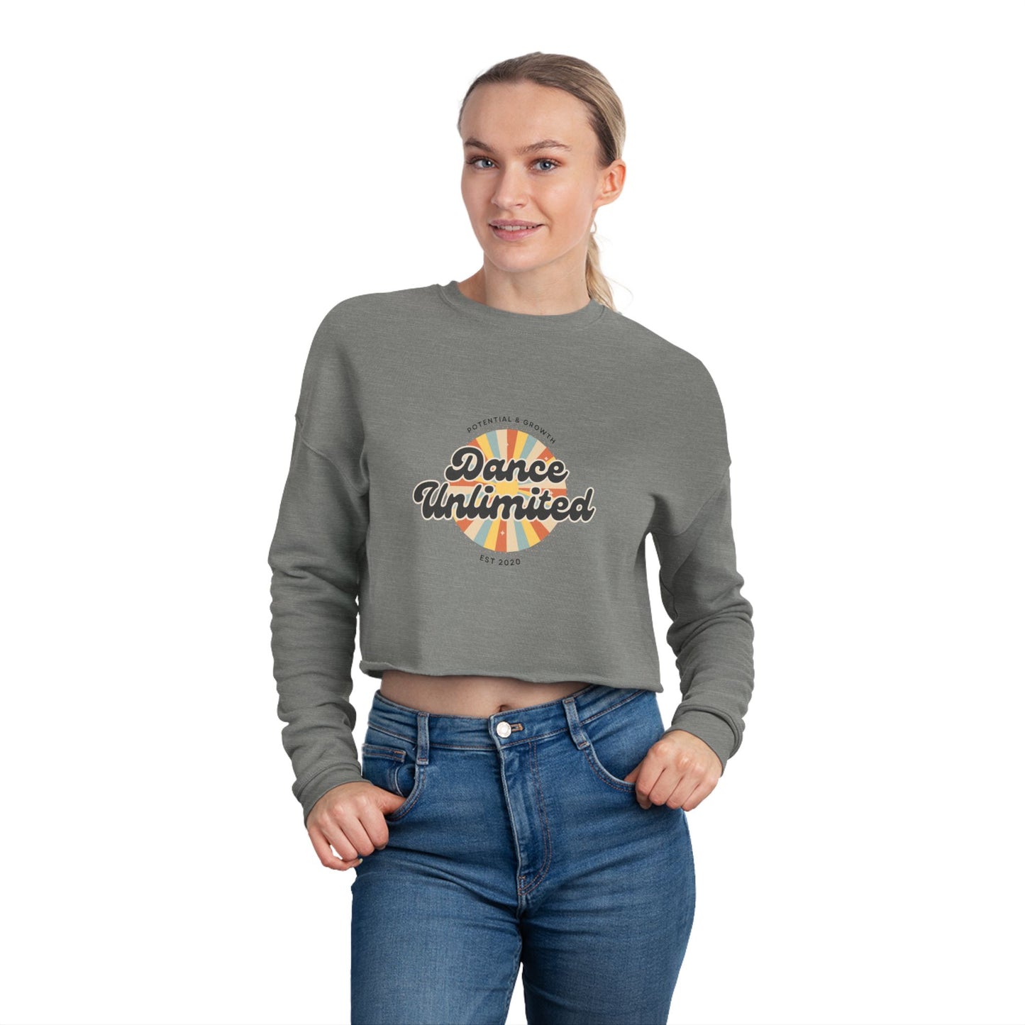 "Dance Unlimited – Potential & Growth" Women’s Cropped Sweatshirt | Retro Dance Graphic Pullover for Dancers