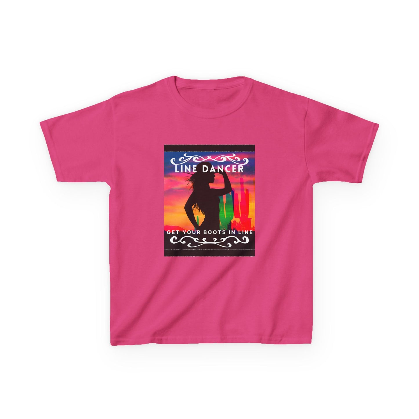 "Line Dancer – Get Your Boots in Line" Youth Short Sleeve Tee – Western-Inspired Country Dance Shirt for Kids
