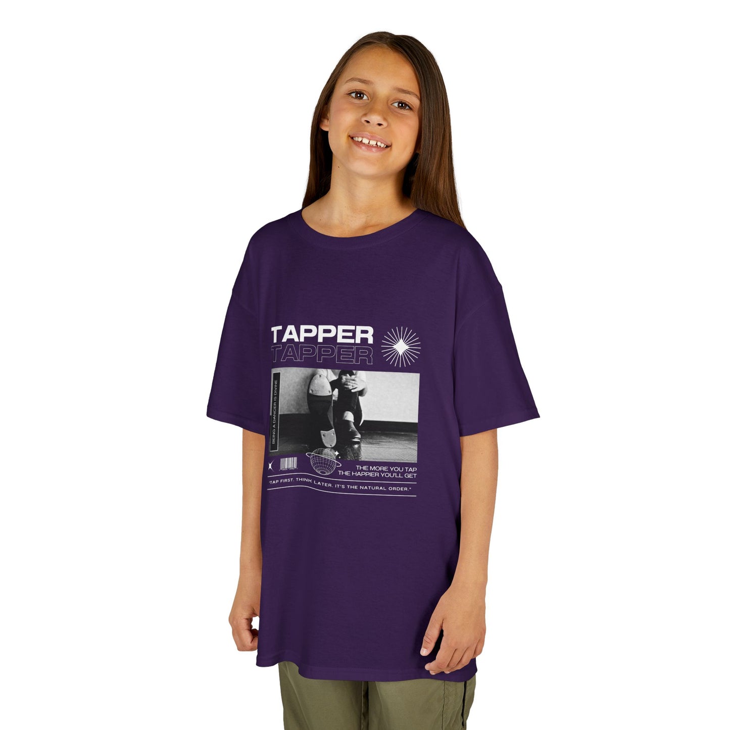 “Tapper” Youth Short Sleeve Tee – Streetwear-Inspired Tap Dance T-Shirt with Tap Shoes Graphic