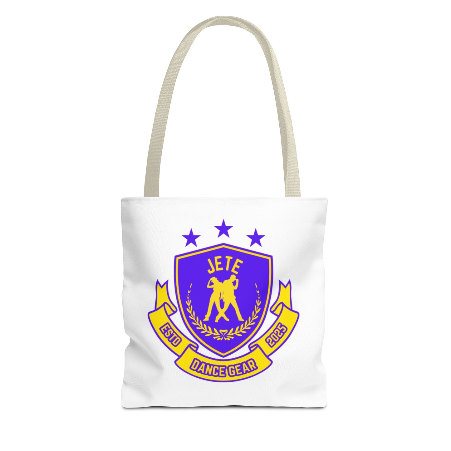 "Jeté Dance Gear Estd 2025" Canvas Tote Bag – Collegiate-Inspired Dancer Tote for Rehearsals, Classes & Everyday Style