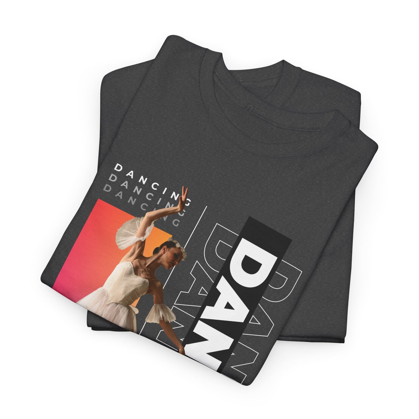 “Dancing” Streetwear-Inspired Female Dancer Unisex Heavy Cotton Tee – Urban Dance Graphic T-Shirt for Performers and Dance Lovers