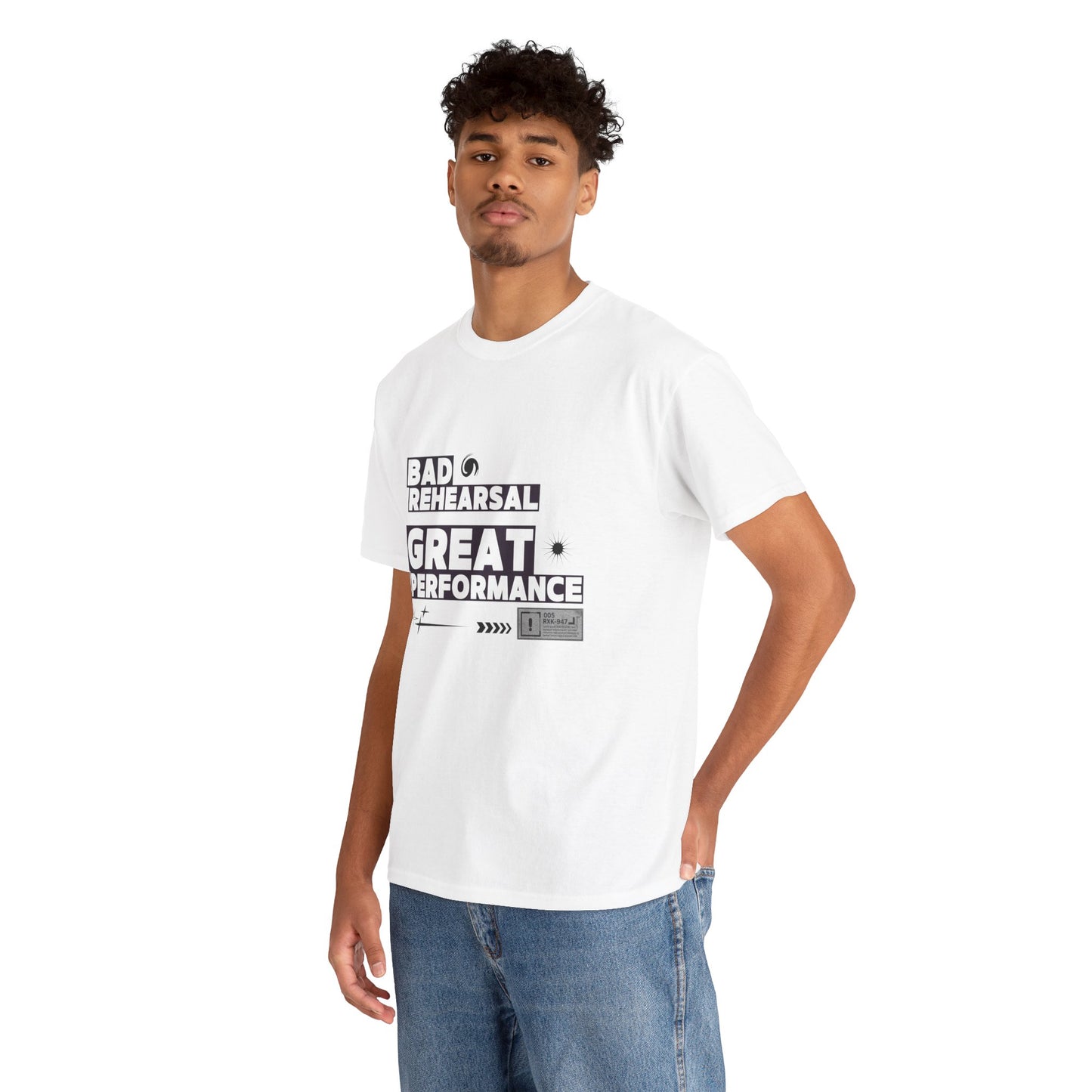 "Bad Rehearsal, Great Performance" Dance Quote Tee – Unisex Heavy Cotton T-Shirt with Streetwear-Inspired Graphic for Dancers