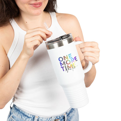 "One More Time is a Lie" 40oz Insulated Travel Mug – Funny Dance Quote Stainless Steel Tumbler with Text Graphic – Durable, Leak-Proof Coffee Mug for Dancers & On-the-Go Lifestyles