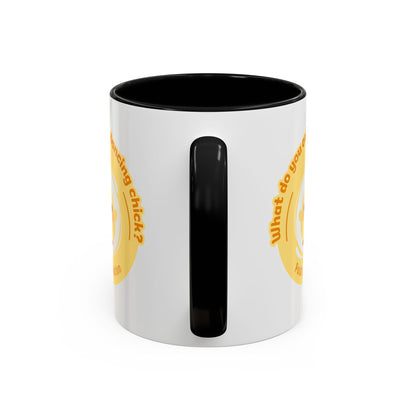 "What Do You Call a Dancing Chick? Poultry in Motion" Accent Coffee Mug – Funny Dance Pun Ceramic Mug for Dancers and Chick Enthusiasts