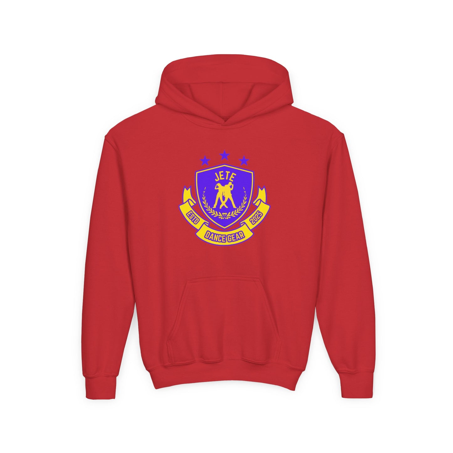 "Jeté Dance Gear" Youth Hooded Sweatshirt – Collegiate-Inspired Dance Team Graphic Hoodie for Kids and Teens