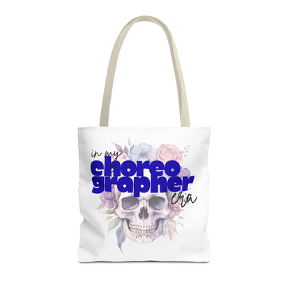 In My Choreographer Era Tote Bag with Colored Handles – Pastel Floral Skull Dance-Inspired Carryall
