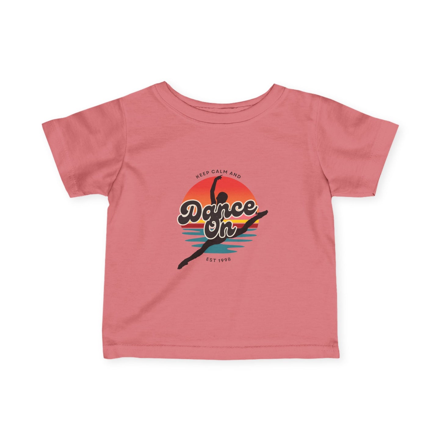 "Keep Calm and Dance On" Retro Dance Graphic Infant Fine Jersey Tee – Cute Baby Dance T-Shirt for Future Tiny Dancers
