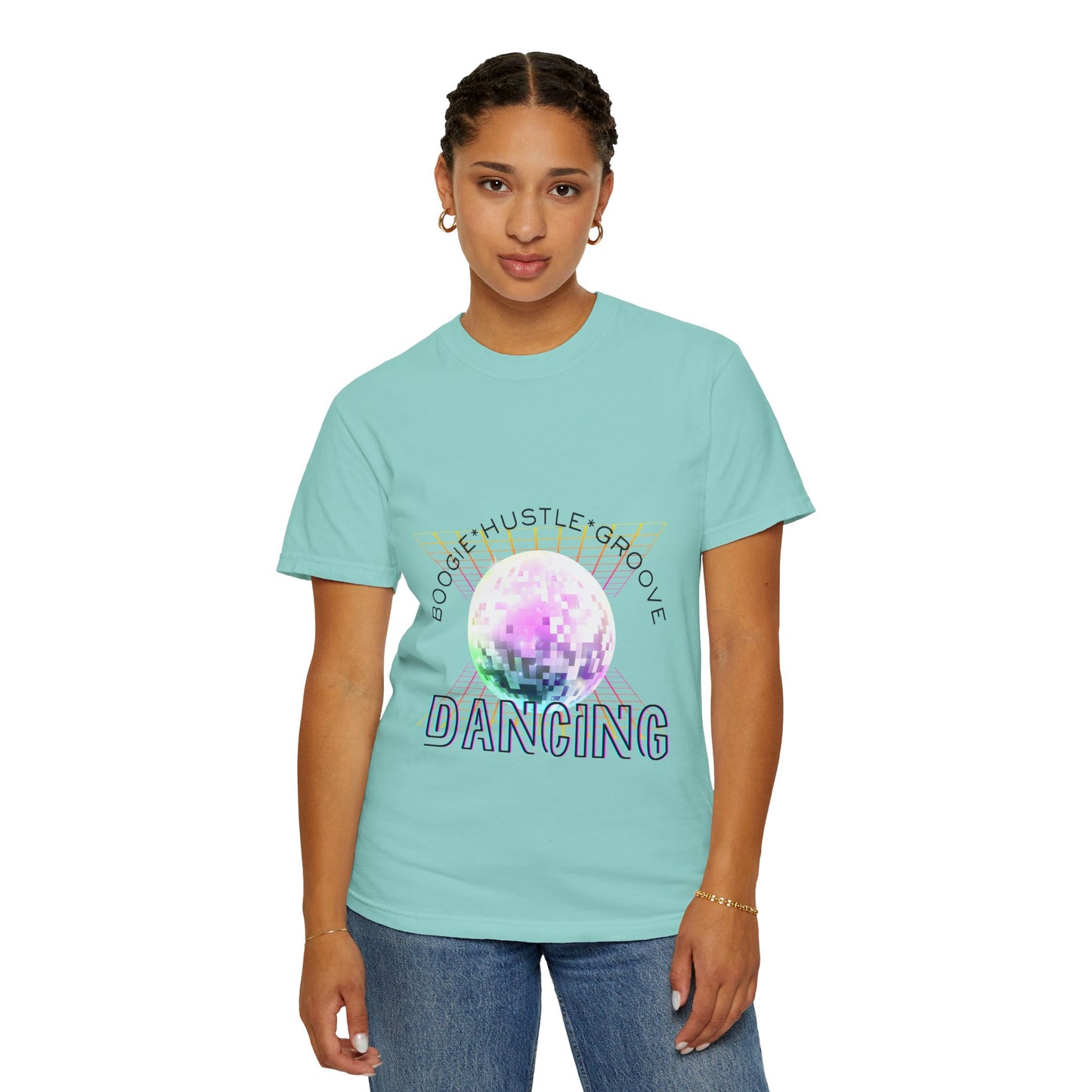 "Boogie, Hustle, Groove - Dancing" Streetwear Dance Graphic – Unisex Garment-Dyed T-Shirt