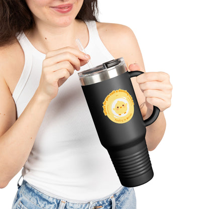 "Poultry in Motion" 40oz Insulated Travel Mug – Cute Dancing Chick Graphic | Funny Dance-Themed Stainless Steel Tumbler for On-the-Go Sipping