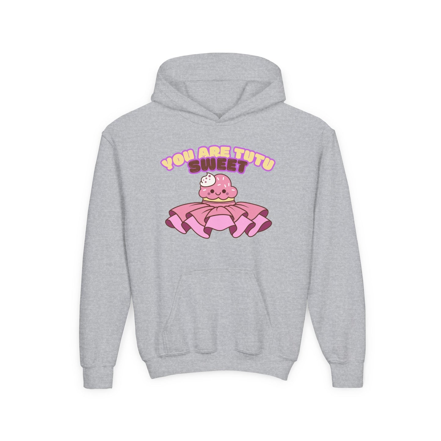"You Are Tutu Sweet" Youth Hooded Sweatshirt – Kawaii Cupcake in Tutu Dance Graphic Hoodie for Kids and Teens