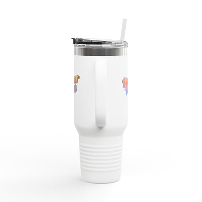 "Dancer Vibes" 40oz Insulated Travel Mug – Retro-Inspired Stainless Steel Tumbler for Dance Lovers | Hot & Cold Beverage Travel Cup with Handle and Leak-Proof Lid
