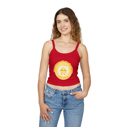 "What Do You Call a Dancing Chick? Poultry in Motion" Women’s Spaghetti Strap Tank Top – Cute Chicken Graphic | Funny Dance Pun Apparel for Dancers & Animal Lovers
