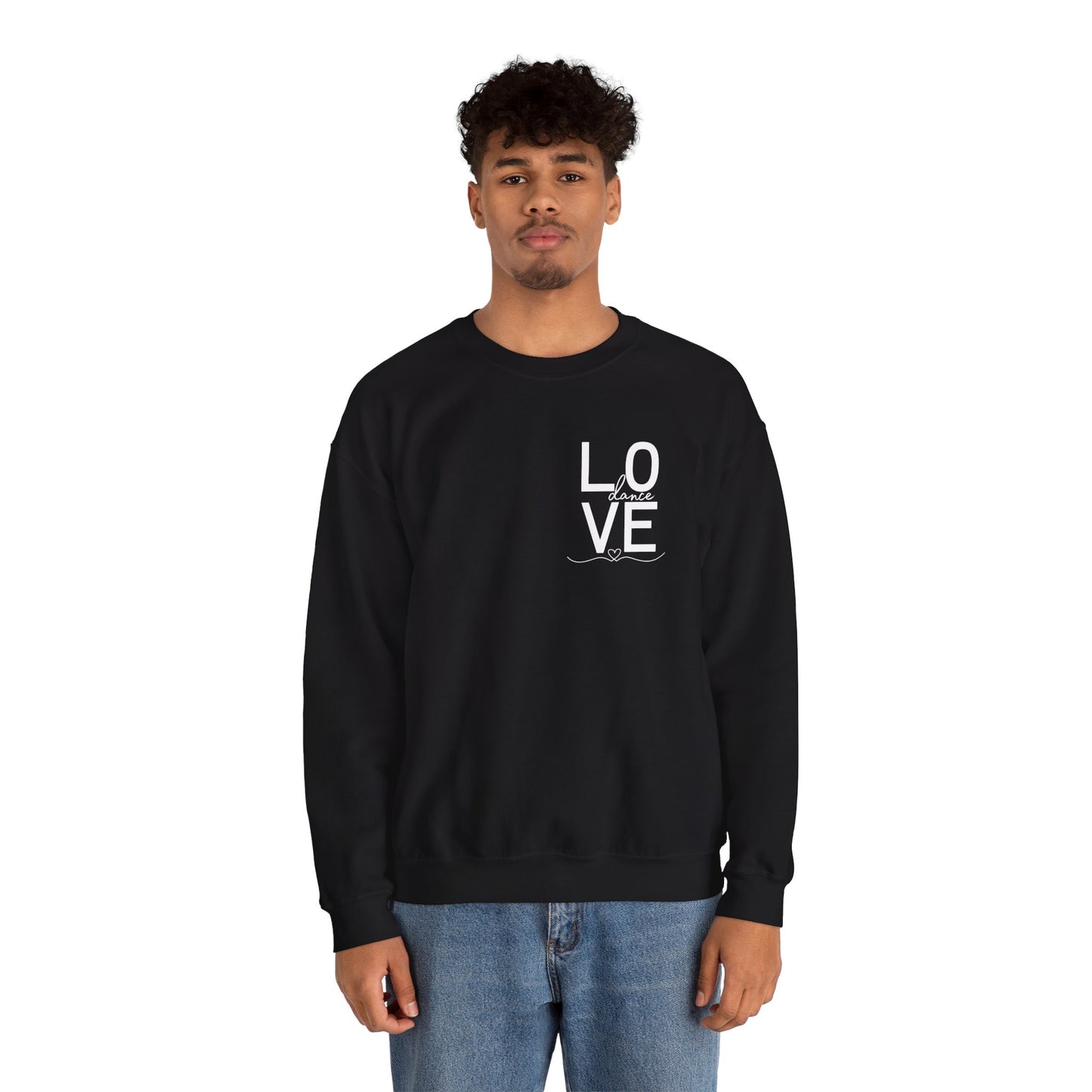 "LOVE Dance" Unisex Crewneck Sweatshirt – Script Letter Graphic Dance Lover Pullover