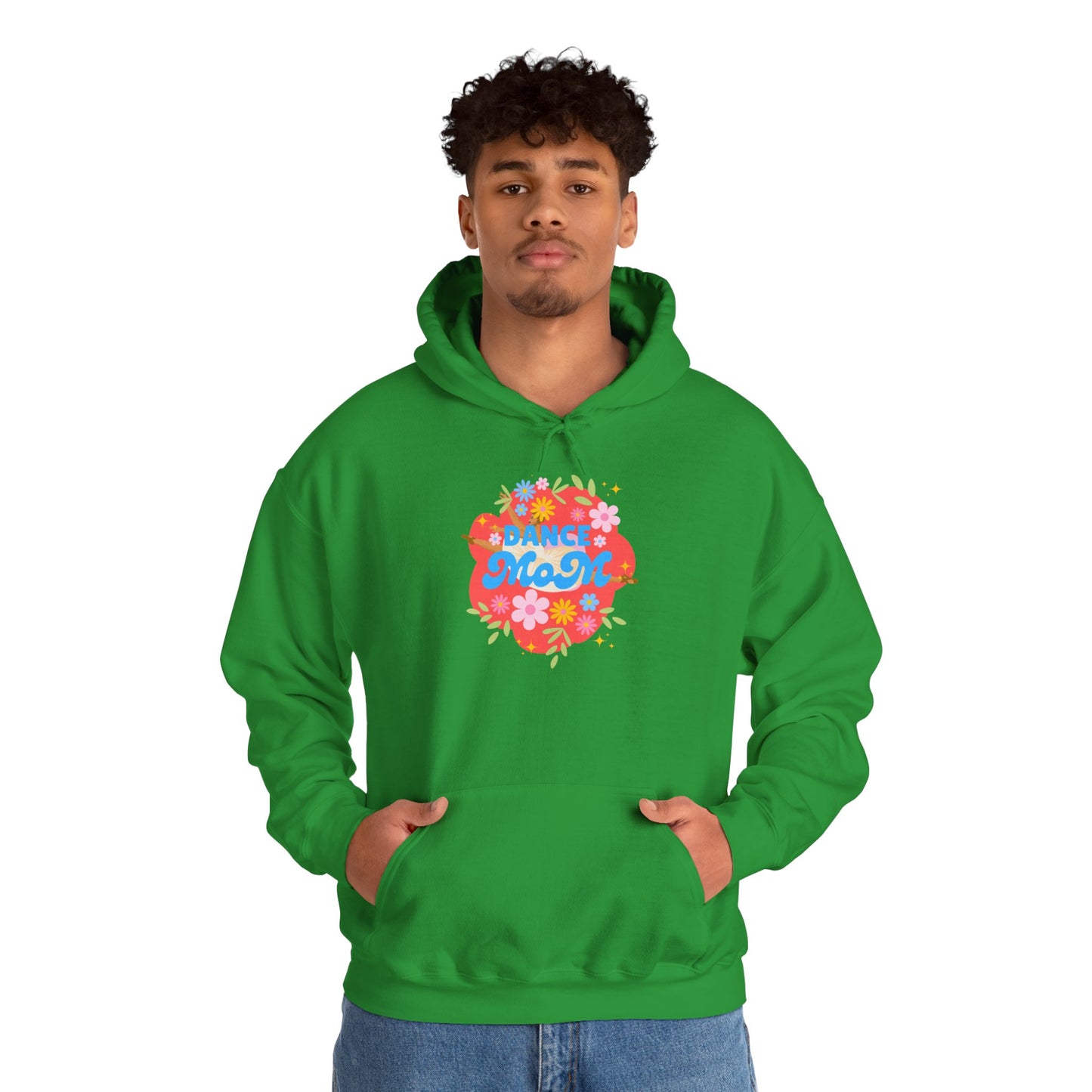 "Dance Mom" Superhero Hoodie – Floral Front Graphic & Fun Back Design | Unisex Hooded Sweatshirt for Proud Dance Parents