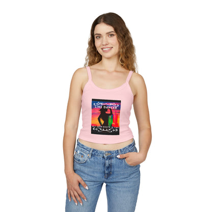 "Line Dancer" Spaghetti Strap Tank Top – Western-Inspired Country Dance Graphic – 'Get Your Boots in Line' Women's Dance Tank