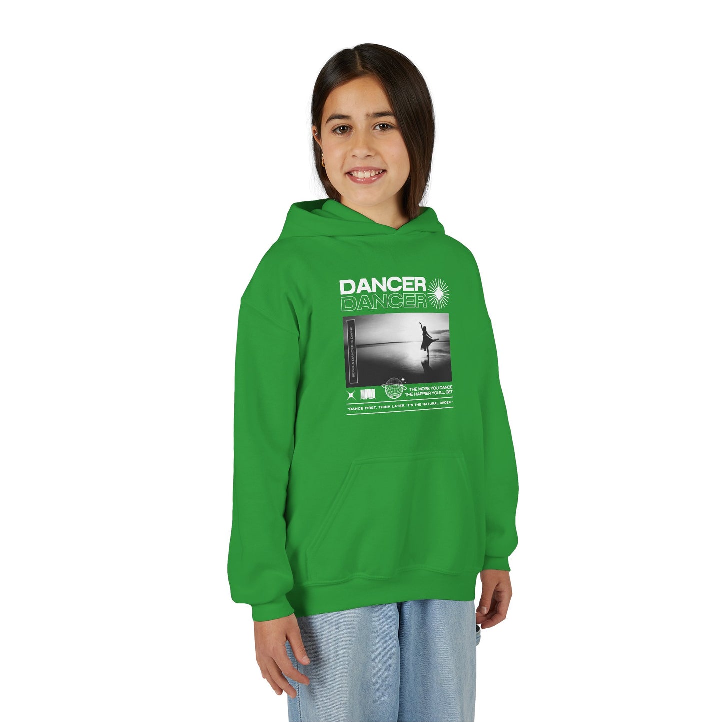 “Dancer” Arabesque on the Beach Graphic | Unisex Youth Hoodie – Streetwear-Inspired Ballet Dance Hoodie for Kids & Young Dancers
