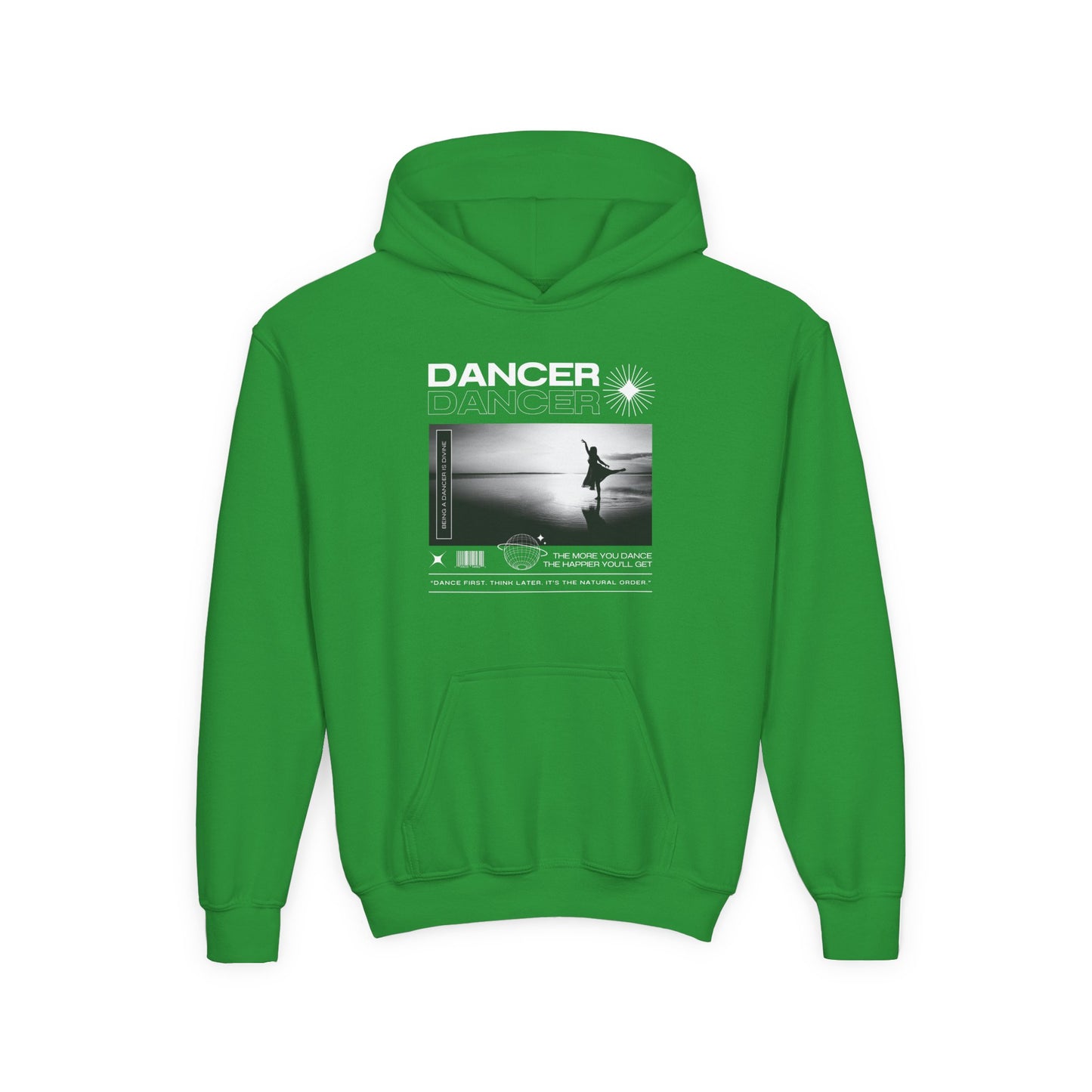 “Dancer” Arabesque on the Beach Graphic | Unisex Youth Hoodie – Streetwear-Inspired Ballet Dance Hoodie for Kids & Young Dancers