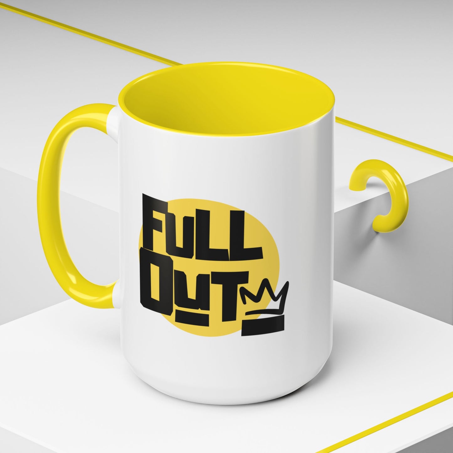 "Full Out" Accent Coffee Mug – Streetwear Dance Mug with Crown Graphic for Dancers