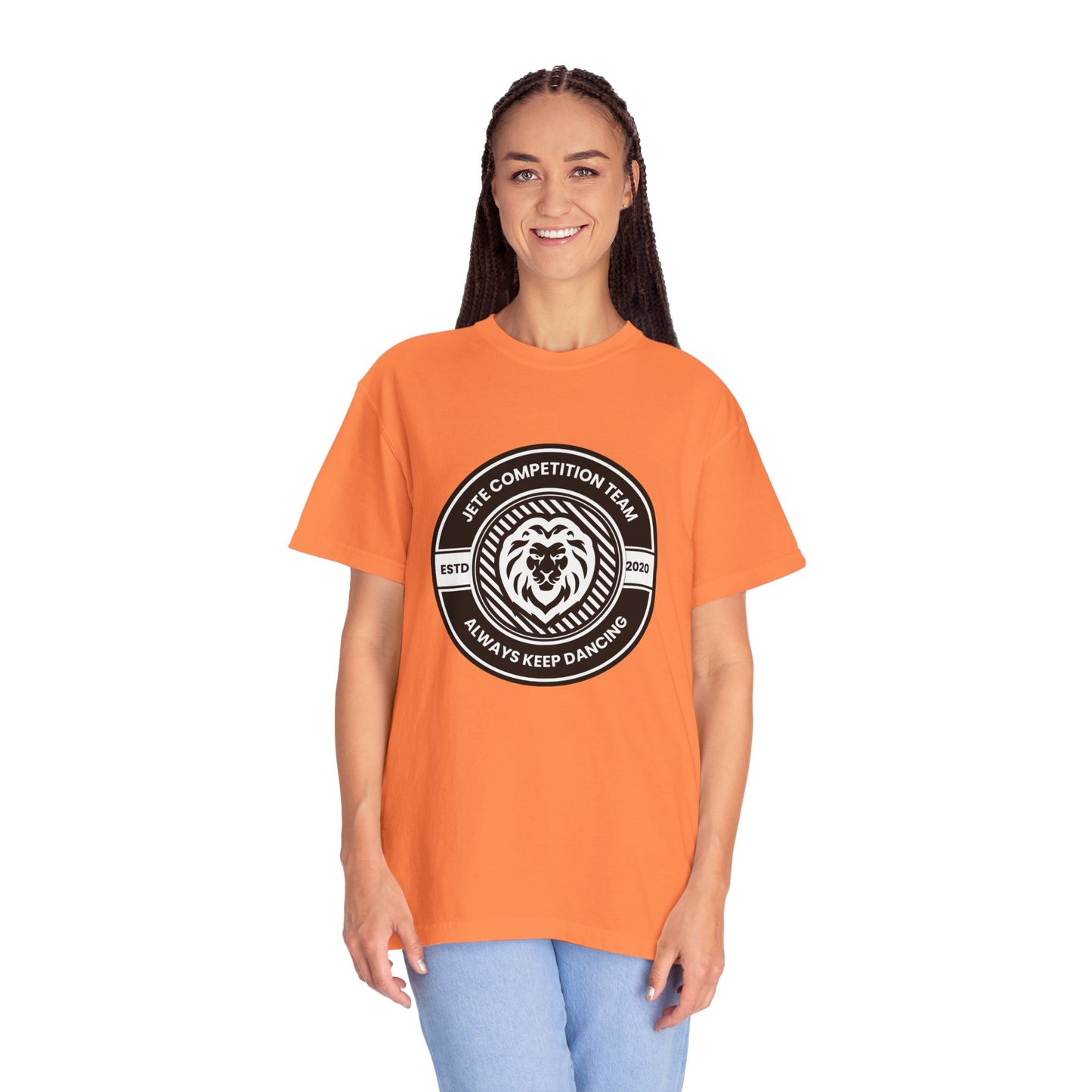 "Jeté Competition Team,  Always Keep Dancing" Unisex Garment-Dyed T-Shirt – Collegiate-Style Dance Graphic Tee – Shirt for Dancers & Teams