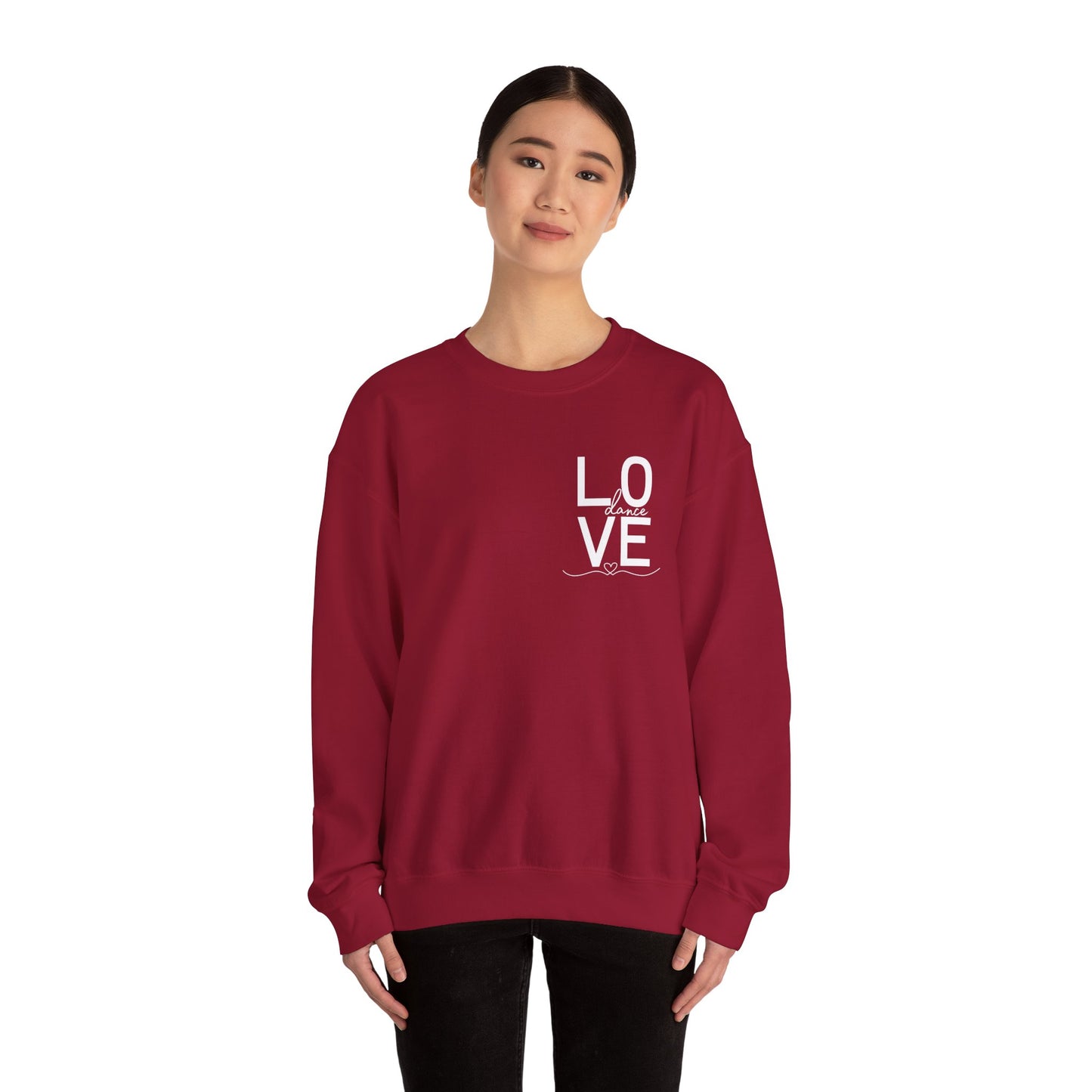 "LOVE Dance" Unisex Crewneck Sweatshirt – Script Letter Graphic Dance Lover Pullover