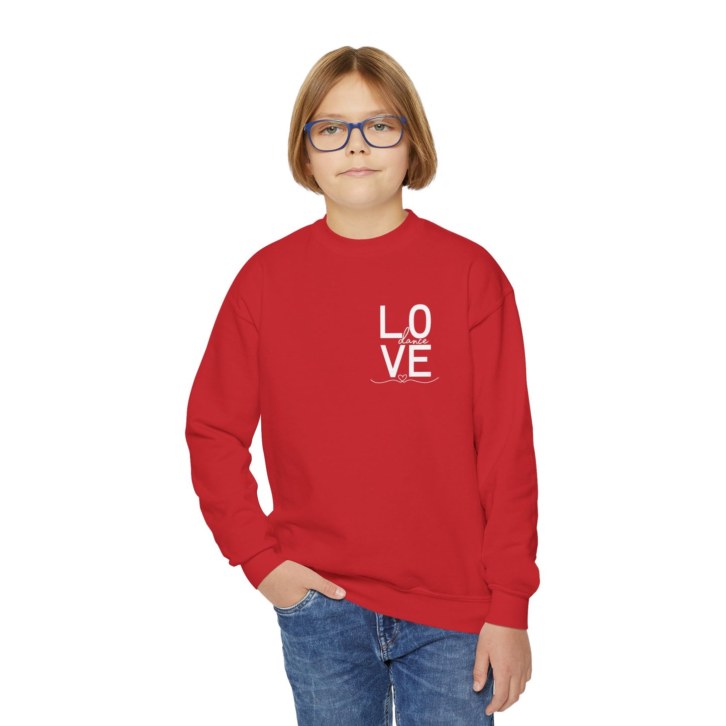 "LOVE Dance" Youth Crewneck Sweatshirt – Script Letter Graphic Dance Lover Pullover