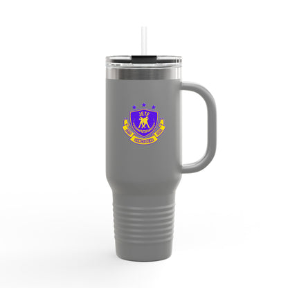 "Jeté Dance Gear Estd 2025" | 40oz Insulated Travel Mug with Collegiate-Inspired Graphic – Durable Stainless Steel Tumbler for Dancers & Dance Lovers